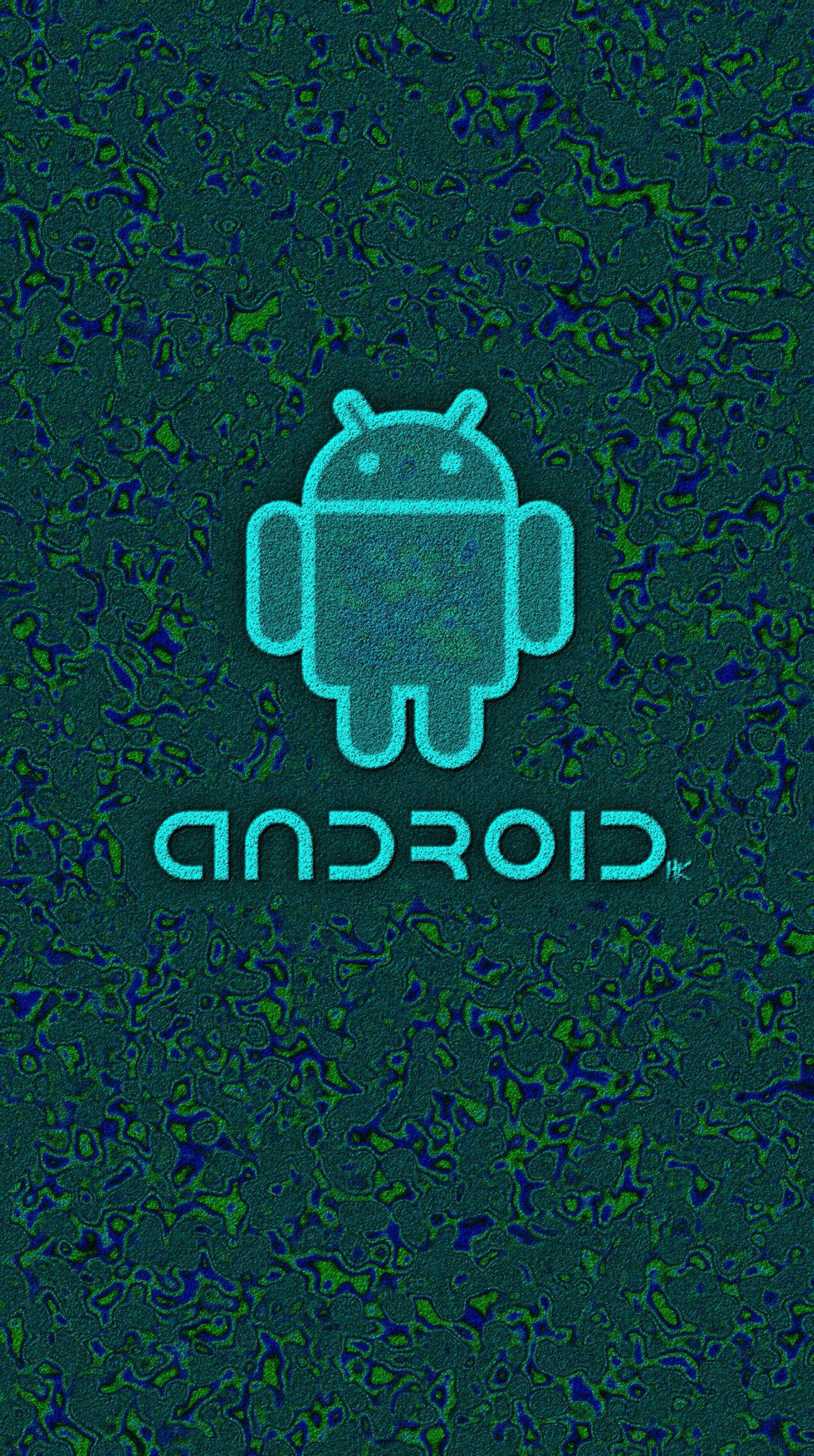 Android Developer, glowing cyan, dark textured green and blue abstract background, Full HD Phone Wallpaper