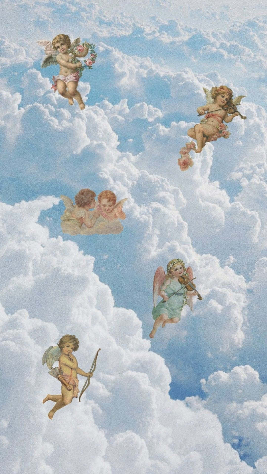 Cute Angels, vintage-style cherubs, wings, Full HD Phone Wallpaper