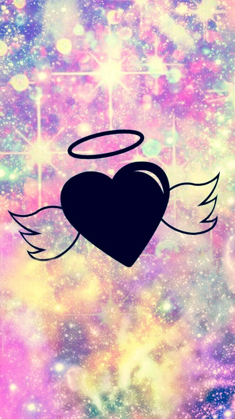 black heart, wings, halo, HD Phone Wallpaper