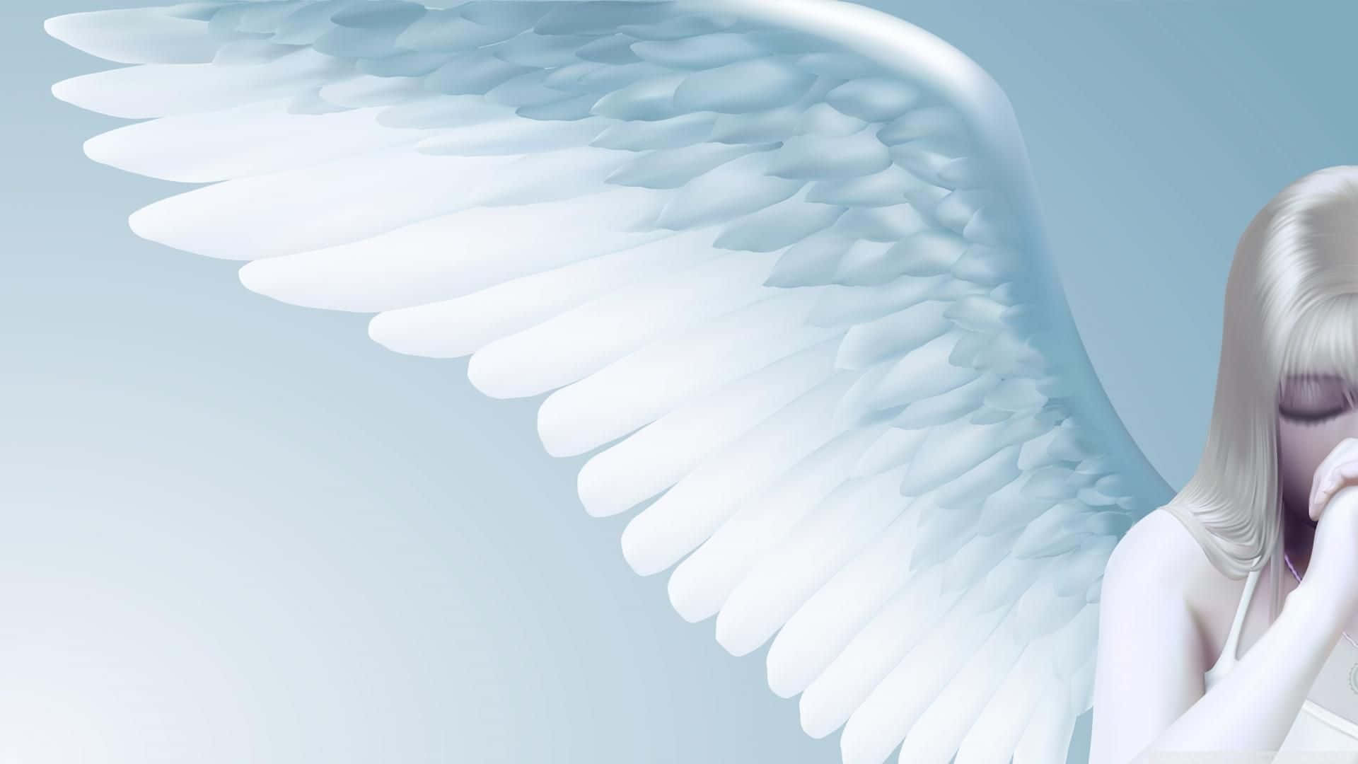 Cute Angels, angelic figures, large white wings, Full HD Desktop Wallpaper