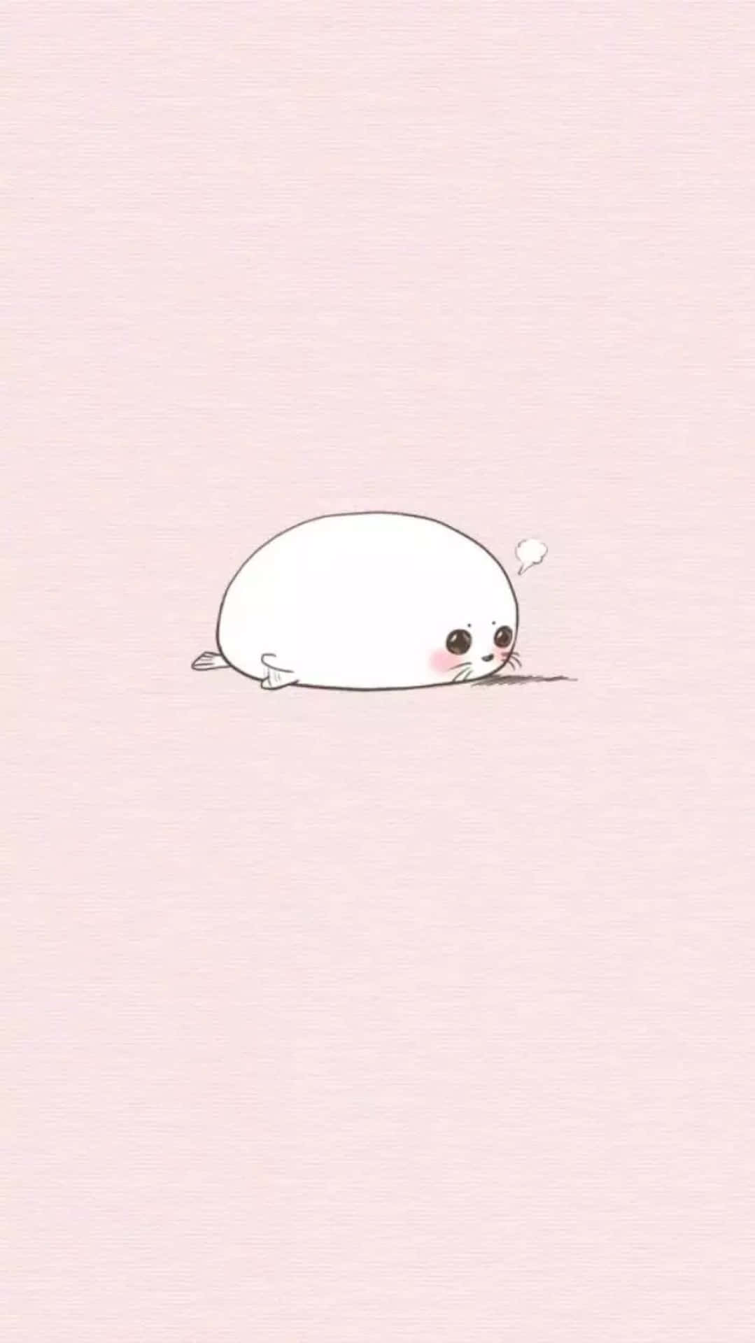cute animal iPhone case, white cartoon seal, rosy cheeks, Full HD Phone Wallpaper