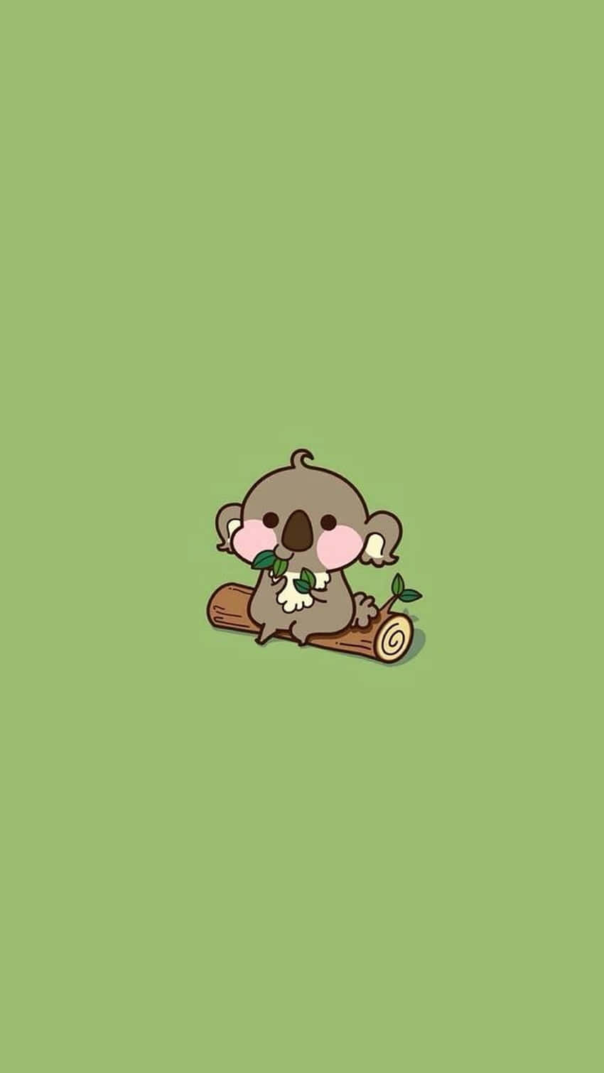 cartoon koala, pink cheeks, log, HD Phone Wallpaper
