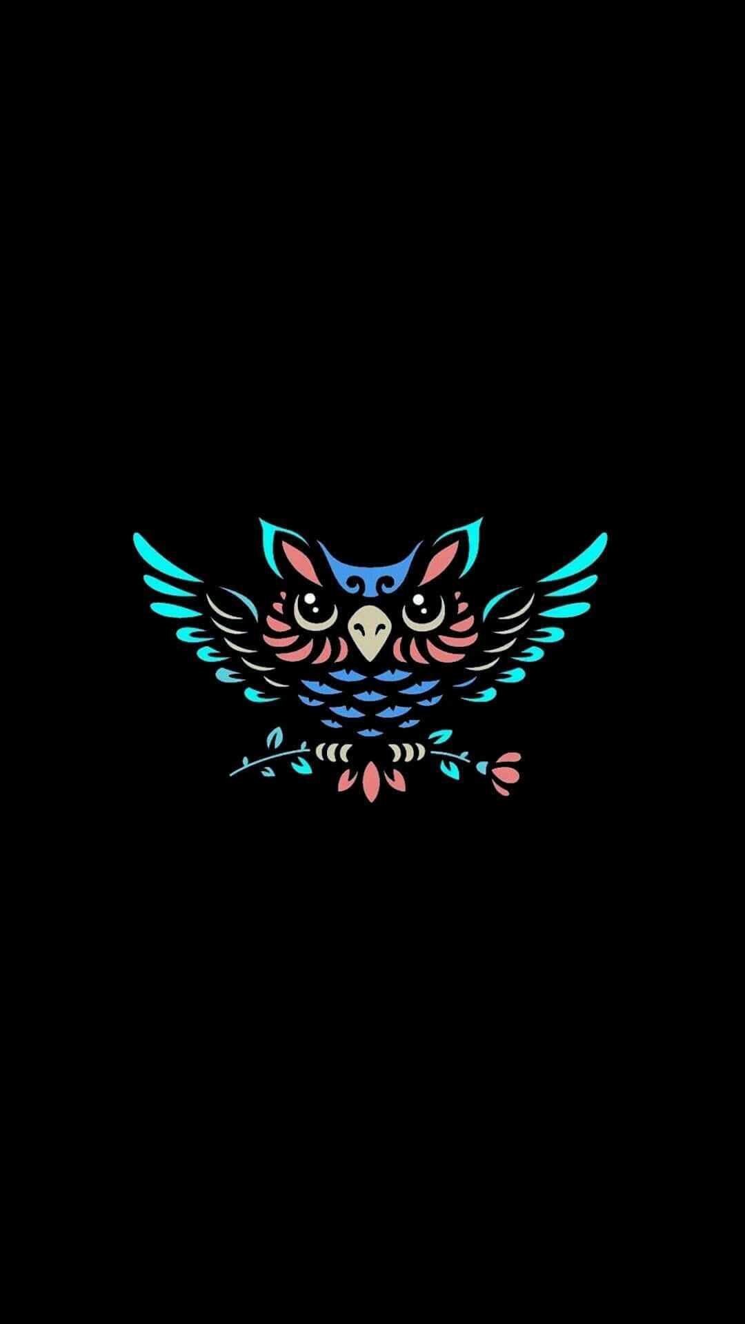 stylized owl, turquoise wings, pink feathers, Full HD Phone Wallpaper