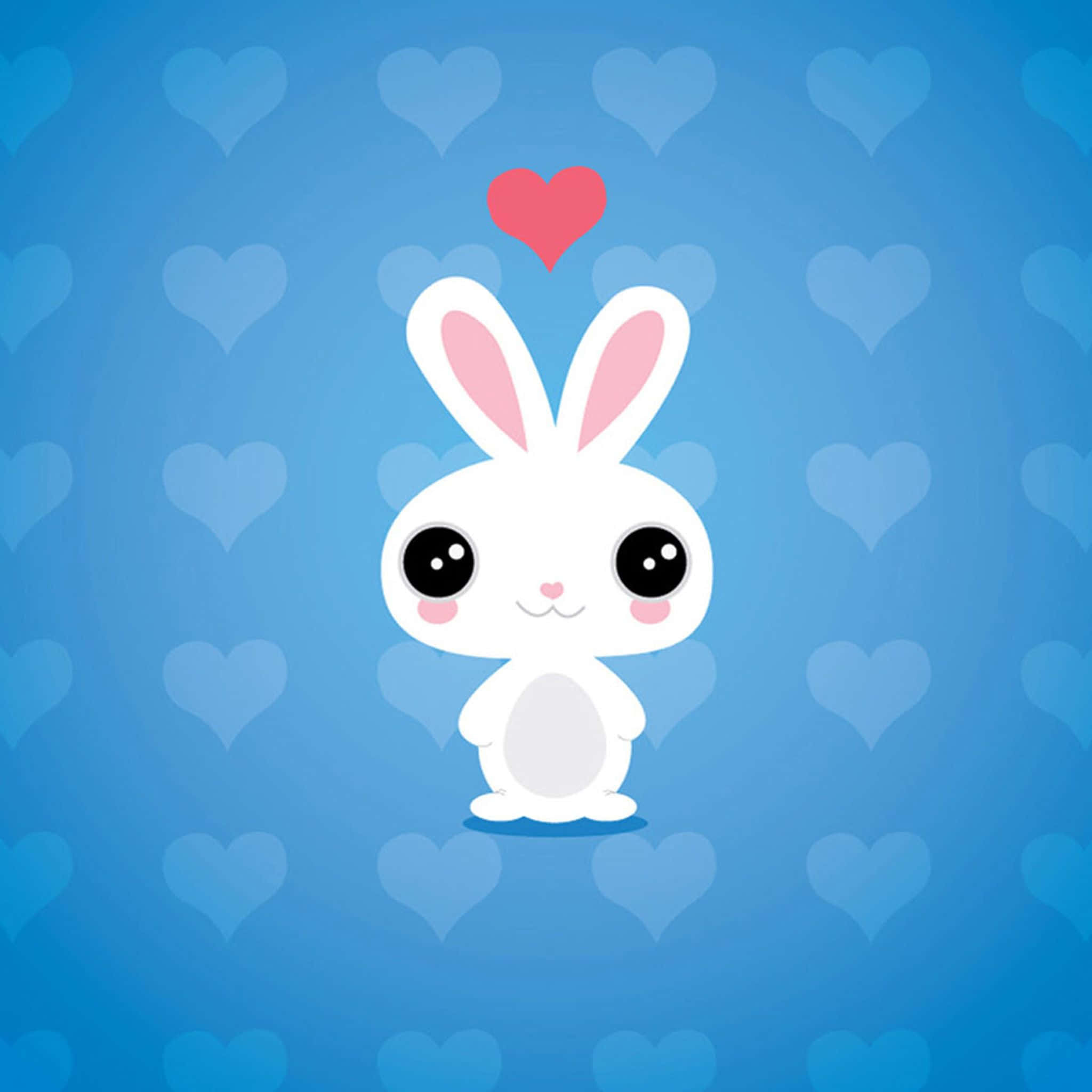 Cute Animals Cartoon, white cartoon rabbit, pink inner ears, Full HD Desktop Wallpaper