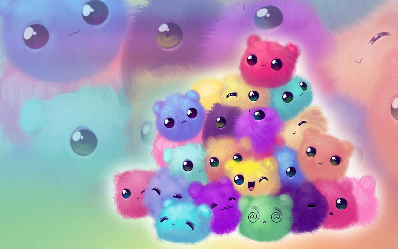 Cute Animals Cartoon, colorful, fuzzy, HD Desktop Wallpaper