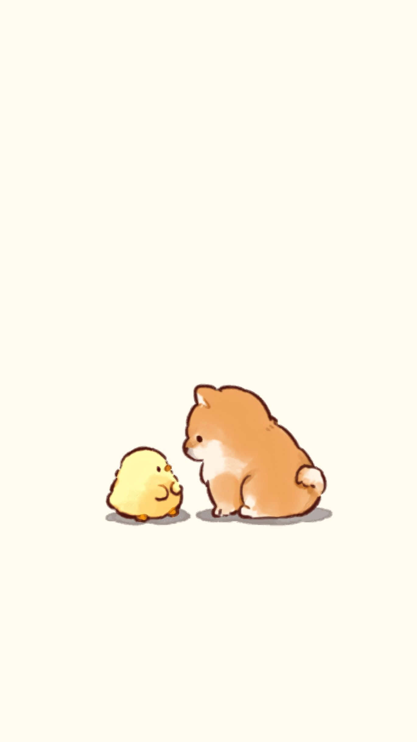 Cute Animals Cartoon, duckling, shiba, Full HD Phone Wallpaper