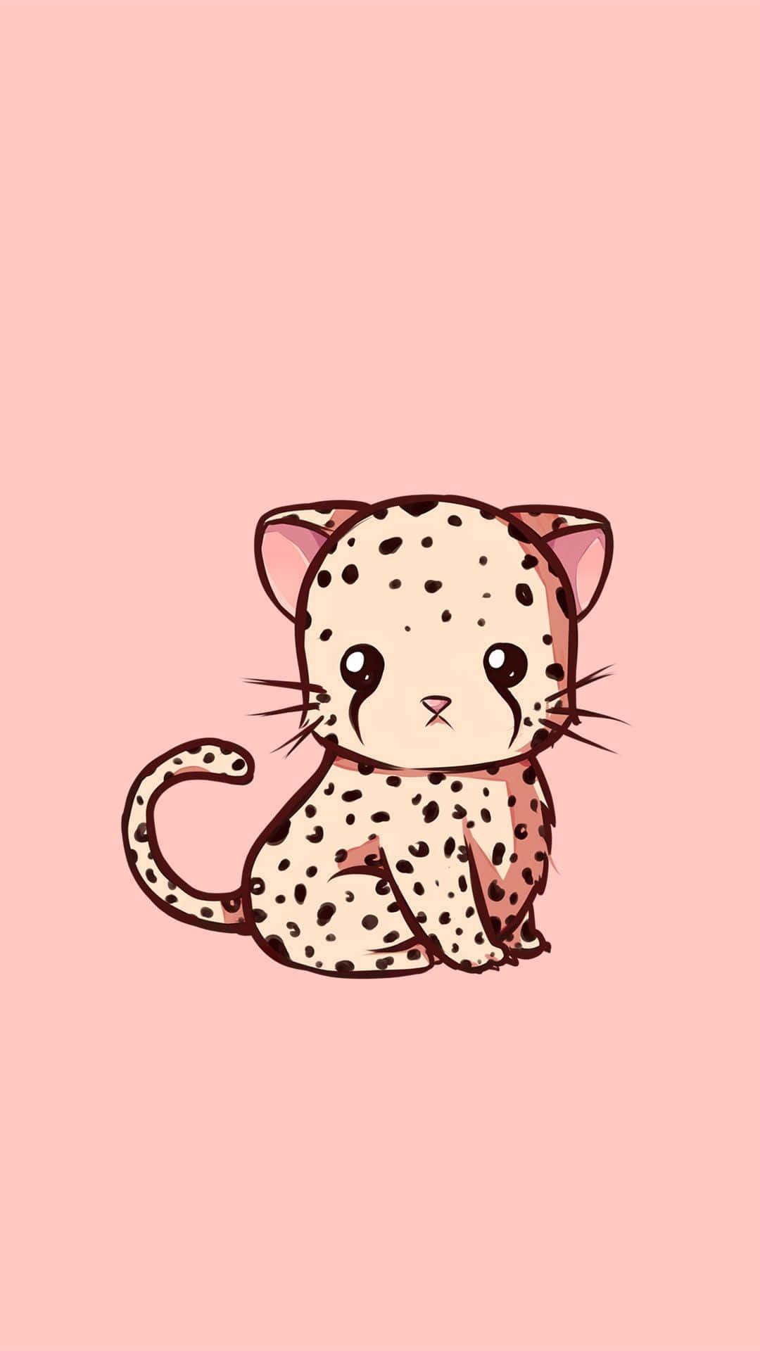 Cute Animals Cartoon, pink cheetah, cheetah cub, Full HD Phone Wallpaper