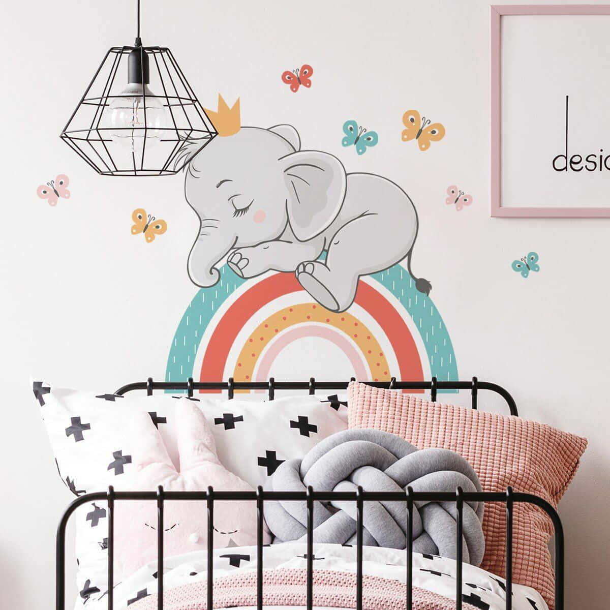 butterfly, rainbow, cute elephant, SD Desktop Wallpaper