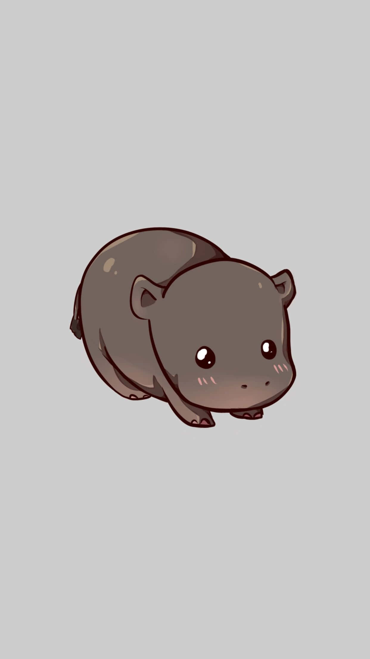 Cute Animals Cartoon, baby hippopotamus, cartoon-style, Full HD Phone Wallpaper
