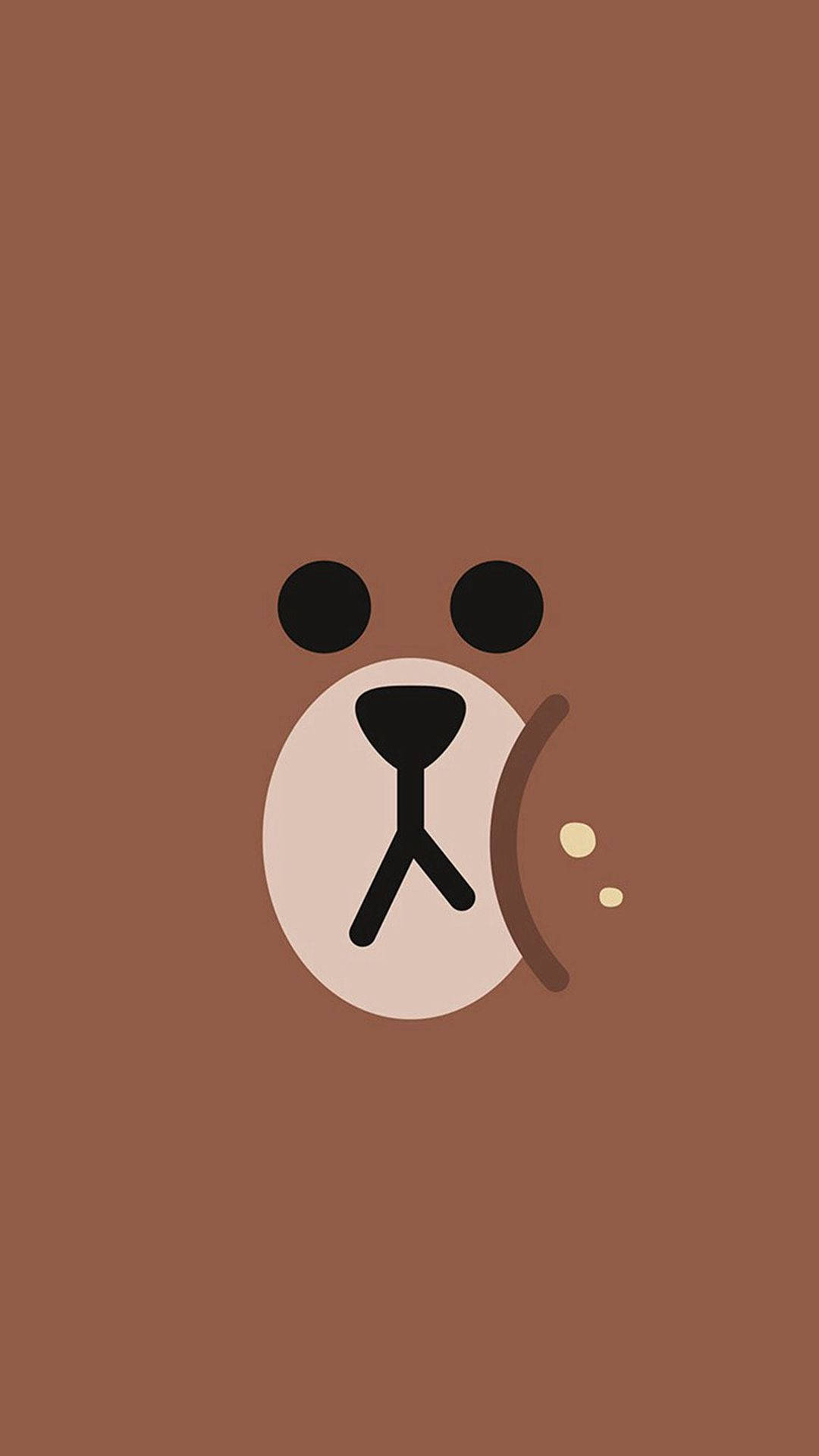 cute brown bear, minimalist brown bear face, black eyes nose and mouth, Full HD Phone Wallpaper