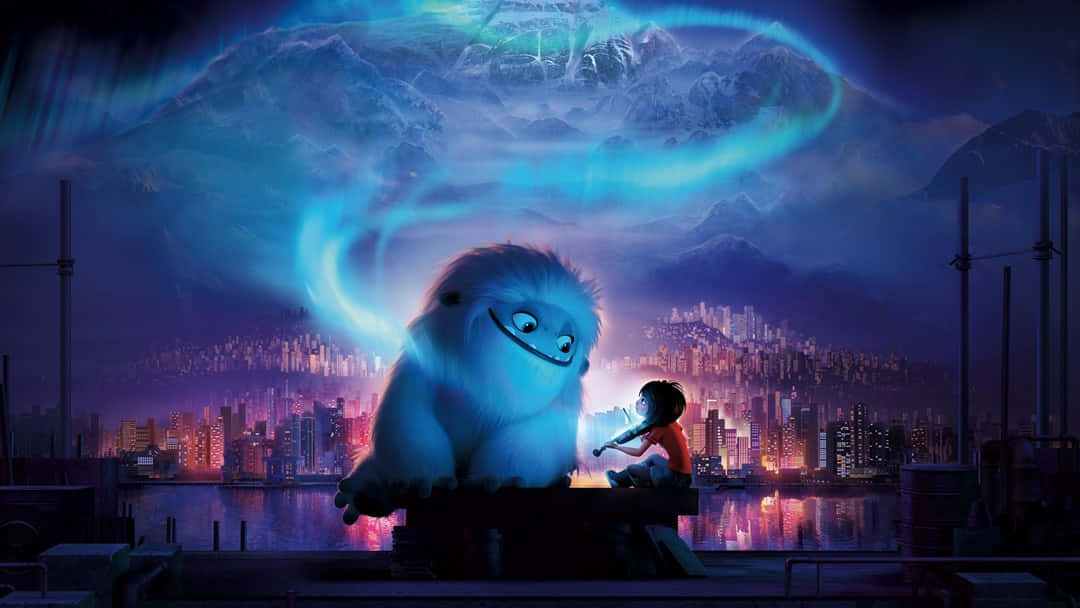 Cute Animations, blue furry creature, small boy, SD Desktop Wallpaper