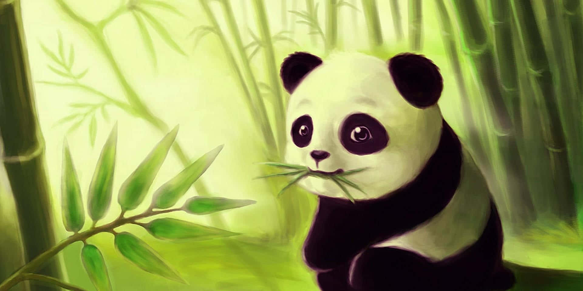 cute animations, panda, bamboo forest, Full HD Desktop Wallpaper