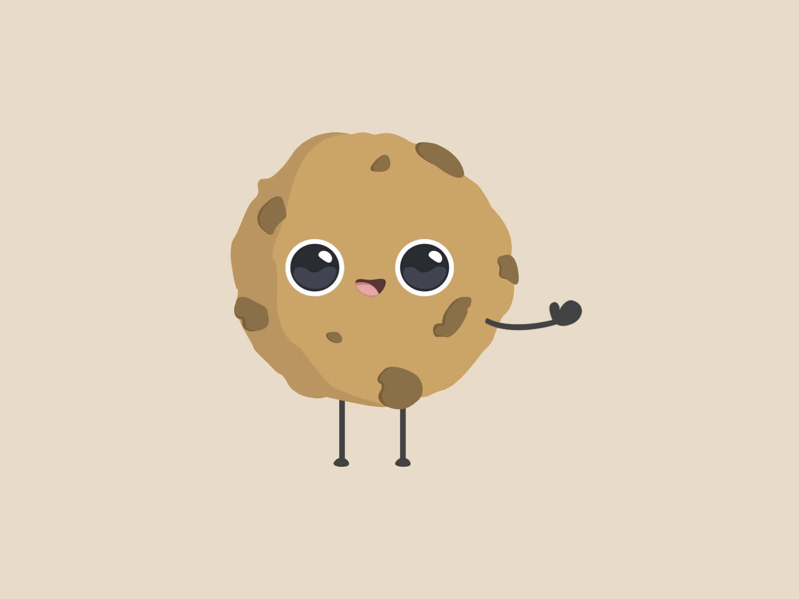 cute cartoon cookie, big eyes, waving arm, HD Desktop Wallpaper