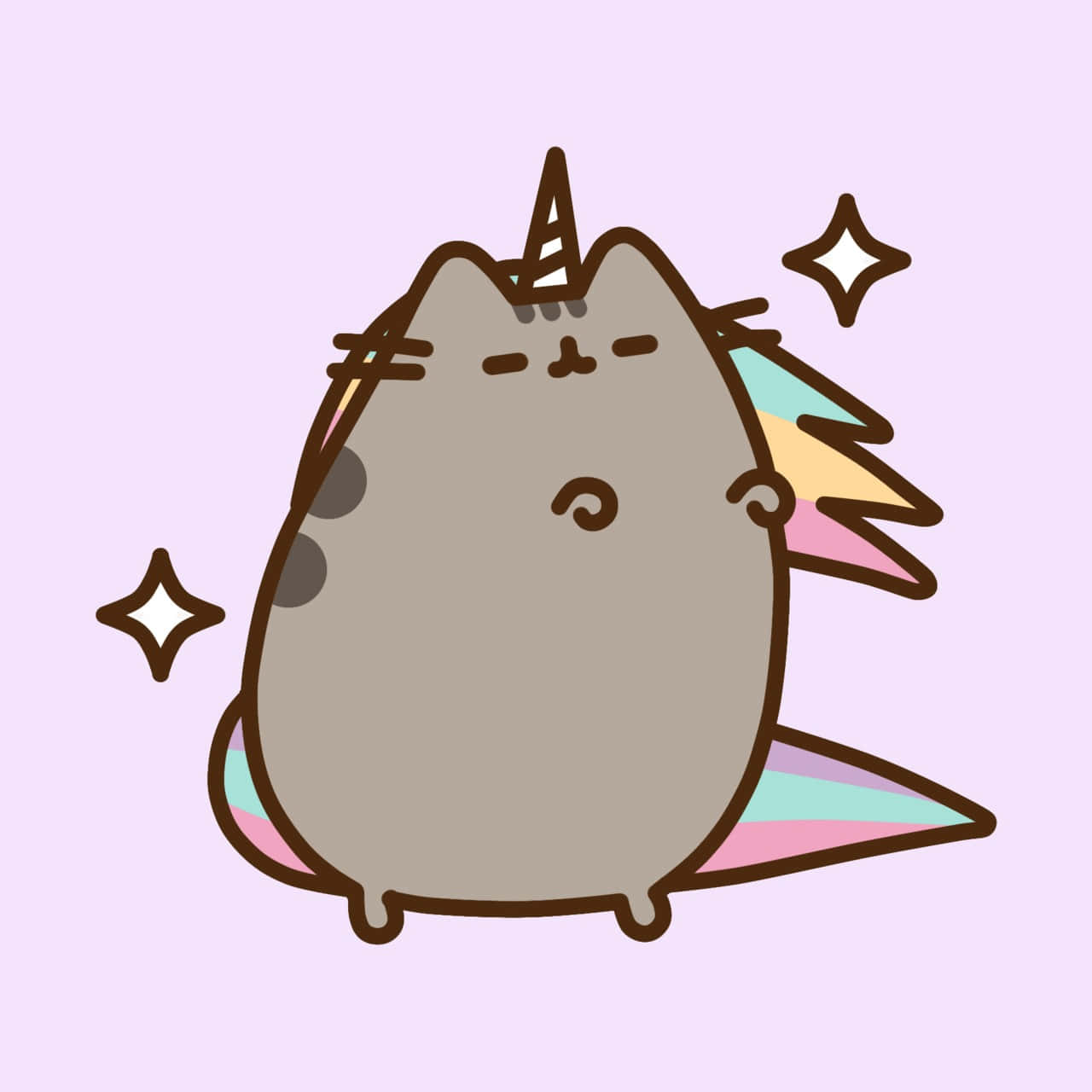 chubby gray cat, unicorn horn, rainbow tail, HD Desktop Wallpaper
