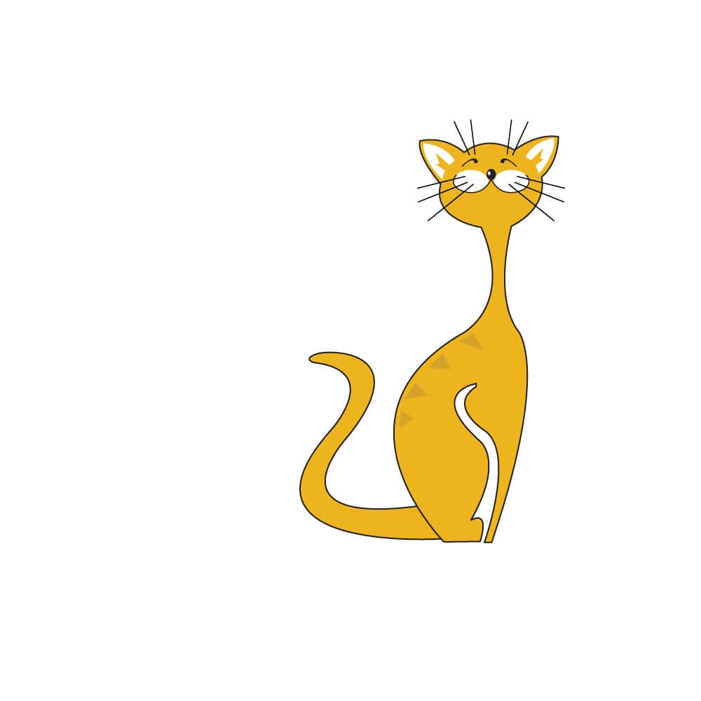 cartoon orange cat, curved tail, plain white background, SD Desktop Wallpaper