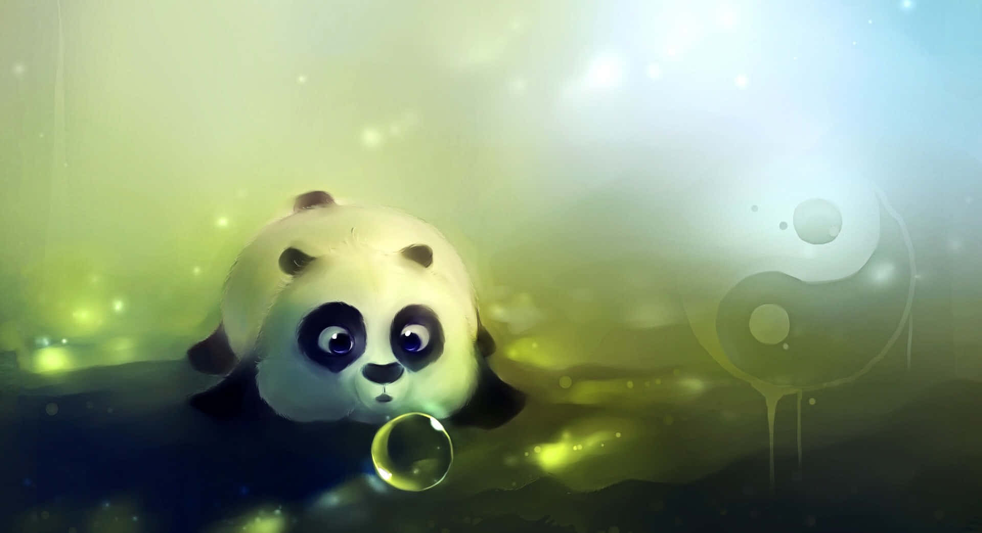 Cute Animations, cartoon panda, big eyes, Full HD Desktop Wallpaper