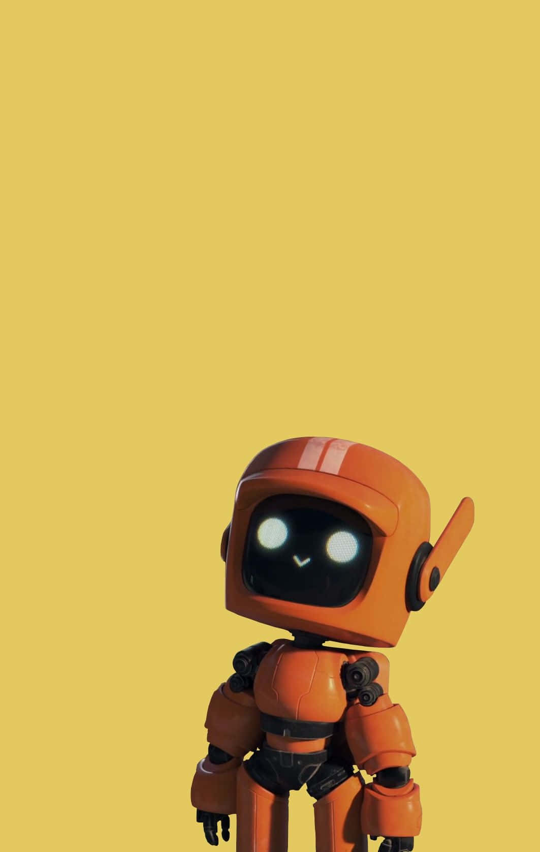 kawaii robot, orange robot, glowing eyes, HD Phone Wallpaper