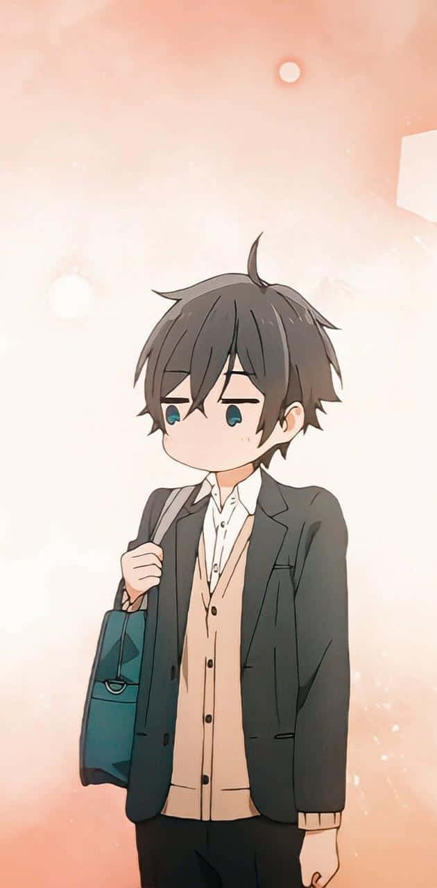 cute anime boys, messy dark hair, blue eyes, HD Phone Wallpaper