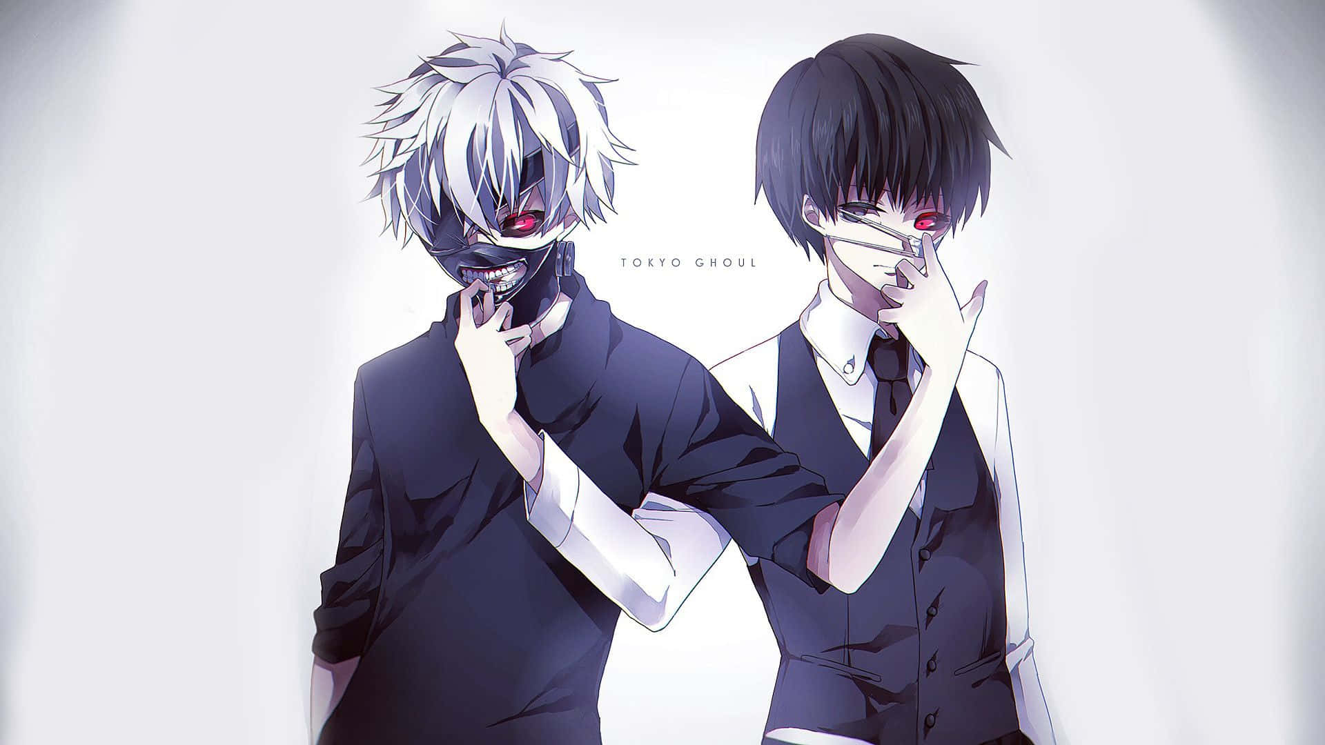 cute anime boys, white hair, black hair, Full HD Desktop Wallpaper