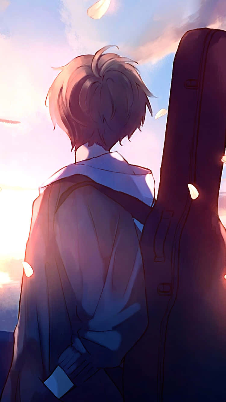 cute anime boys, sunset, short hair, HD Phone Wallpaper