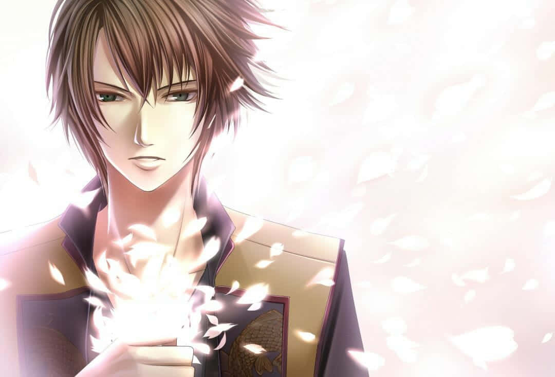 cute anime boys, brown hair, glowing orb, SD Desktop Wallpaper