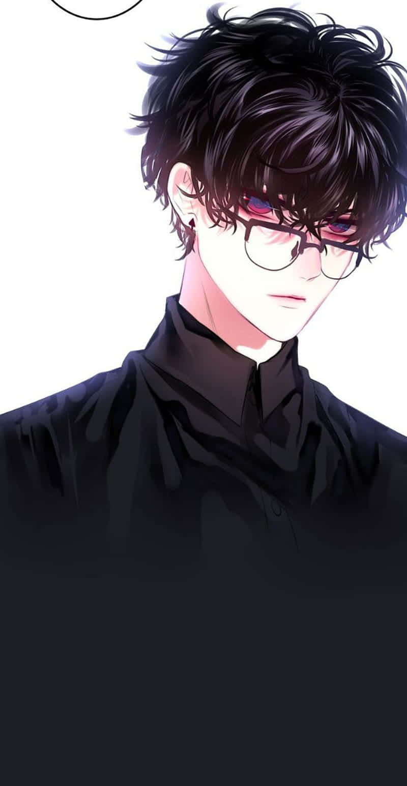 cute anime boys, dark hair, glasses, HD Phone Wallpaper