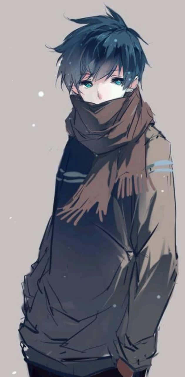 teal eyes, dark hair, brown scarf, HD Phone Wallpaper