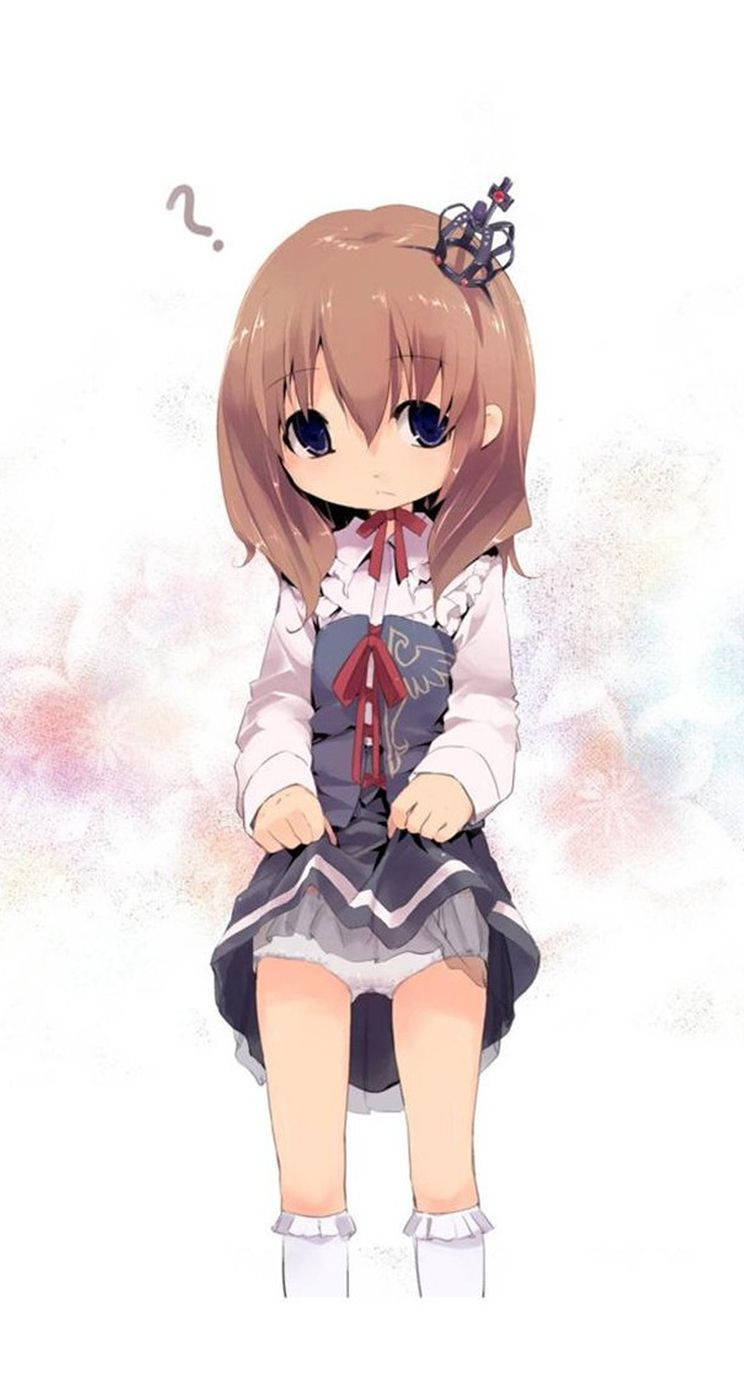 cute anime girl, brown hair, large eyes, HD Phone Wallpaper