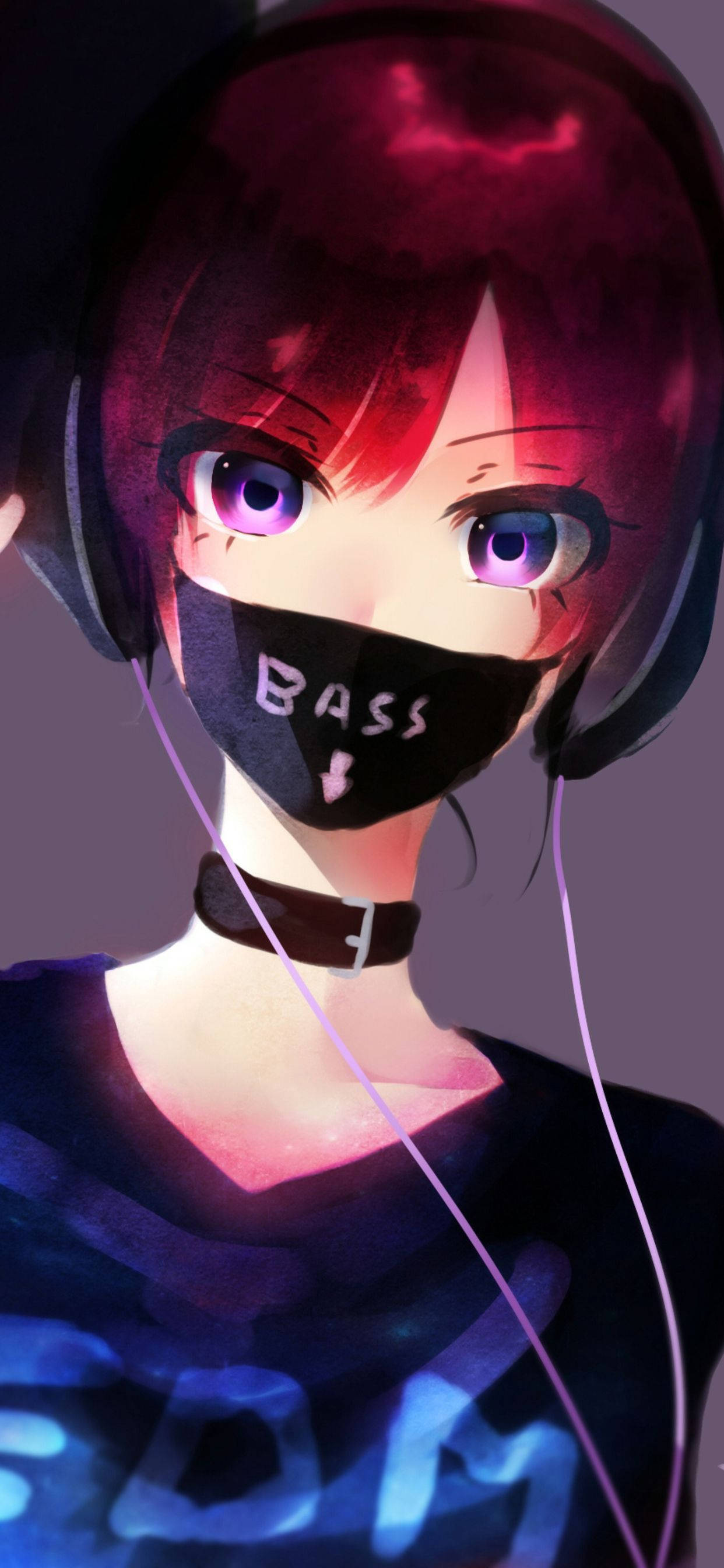 cute anime girl, red hair, purple eyes, 2K Phone Wallpaper