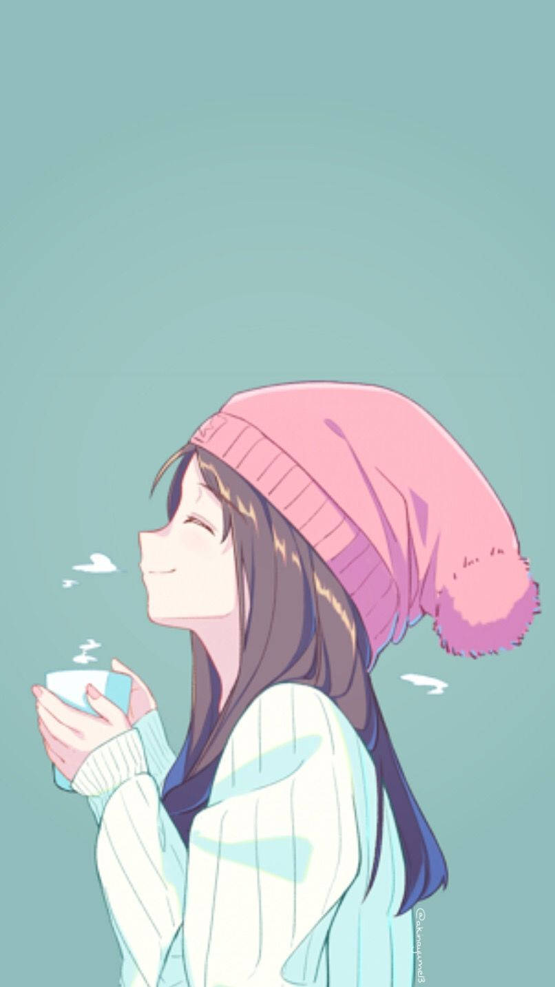 pink beanie, white sweater, teal background, HD Phone Wallpaper