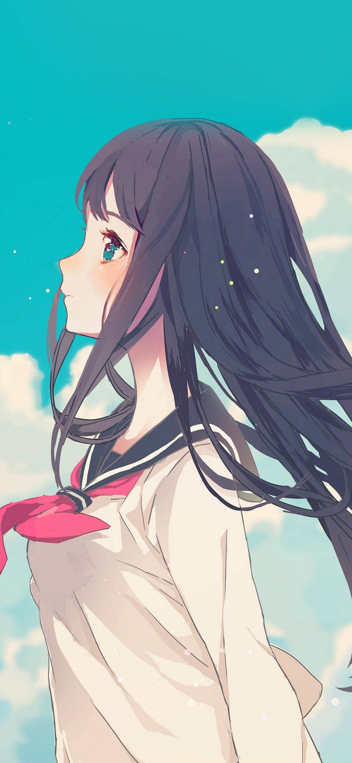 side profile, cute anime girl, school uniform, Full HD Phone Wallpaper