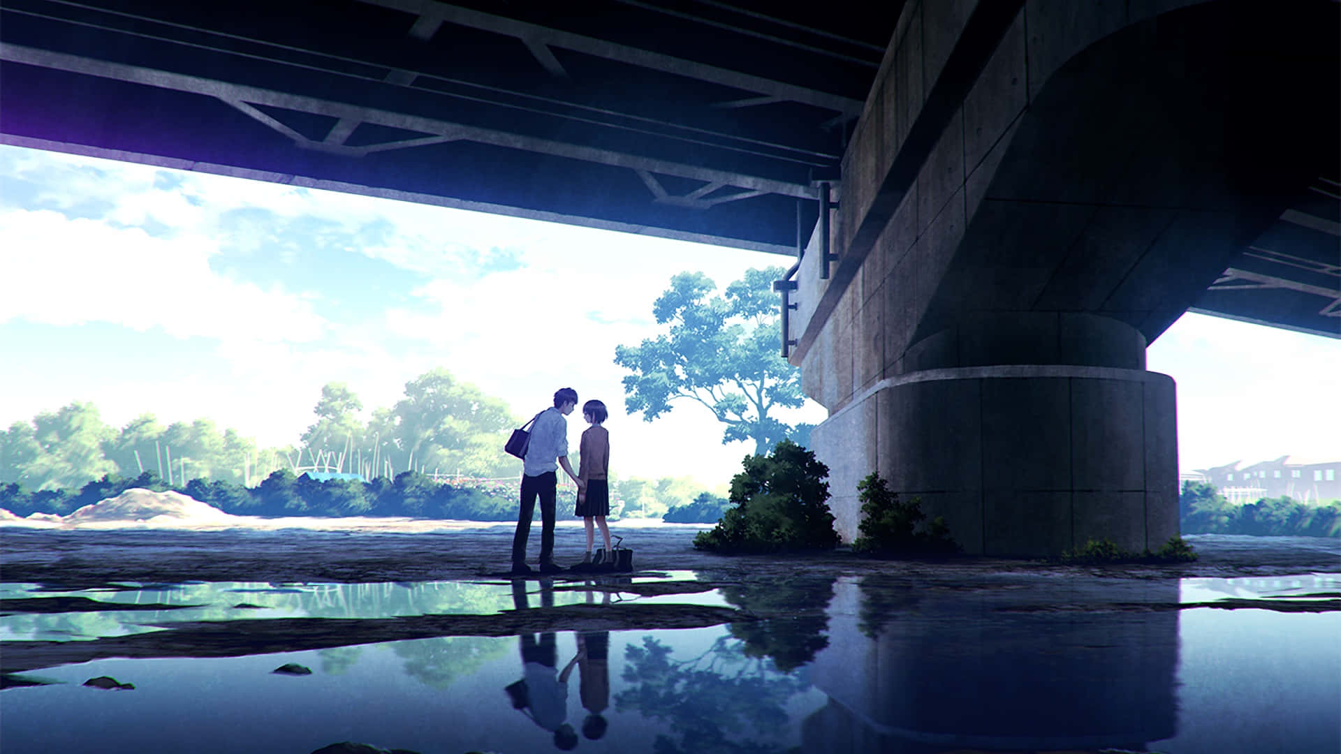 under bridge, concrete bridge, couple, Full HD Desktop Wallpaper