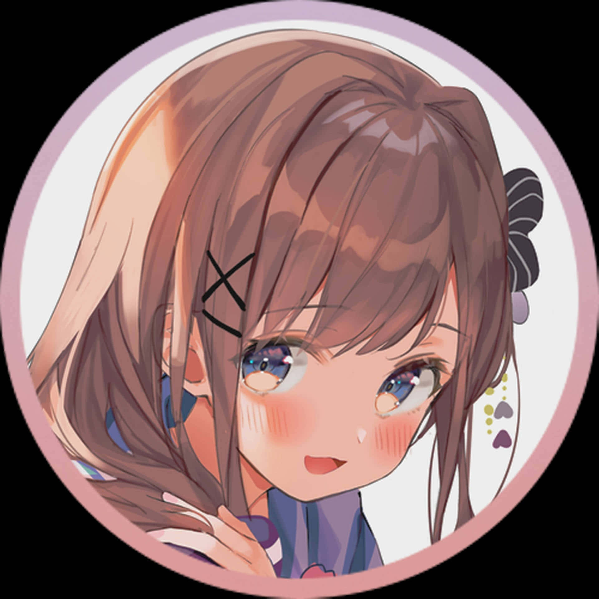 anime girl, brown hair, blue eyes, Full HD Desktop Wallpaper