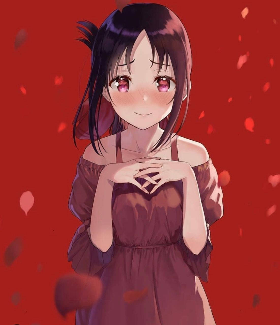 cute anime pfp, blushing girl, dark hair, HD Phone Wallpaper