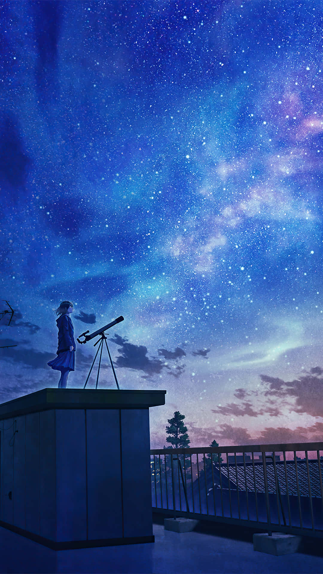 rooftop, twilight, telescope, Full HD Phone Wallpaper