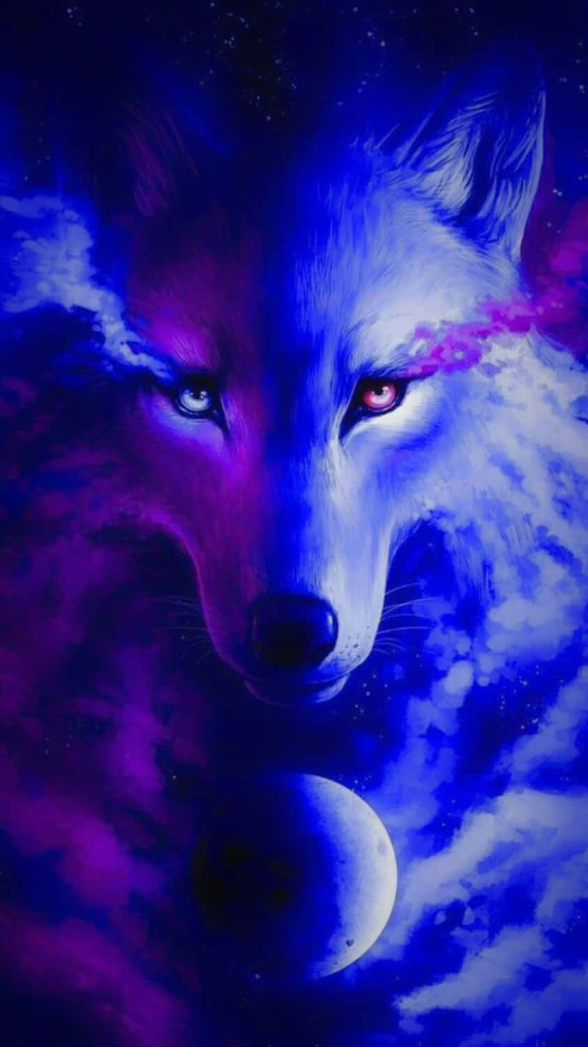 cool anime wolf, mystical white wolf, glowing eyes, HD Phone Wallpaper