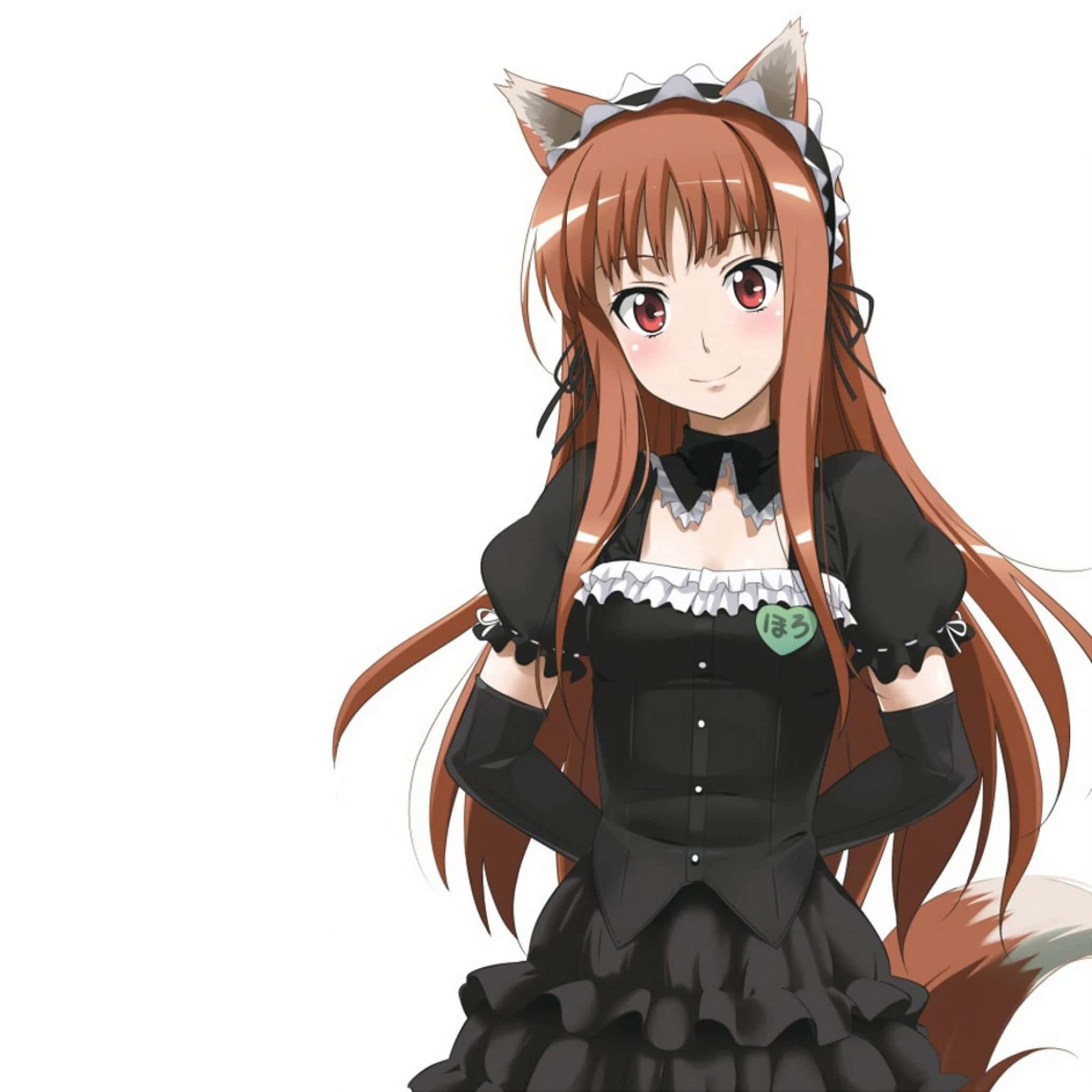 cute anime wolf girl, fox ears, fluffy tail, Full HD Desktop Wallpaper