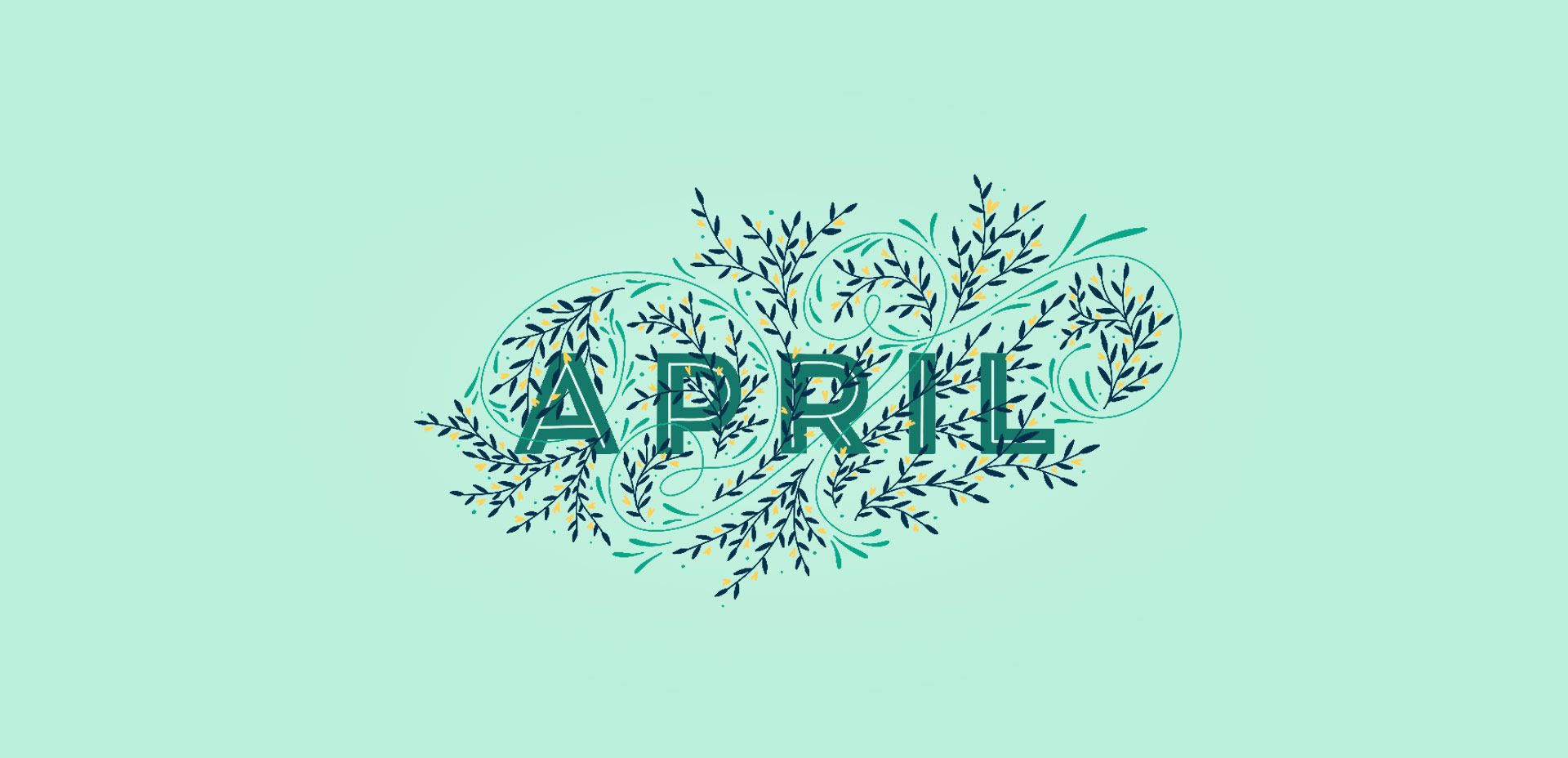 April, green foliage, soft mint background, Full HD Desktop Wallpaper