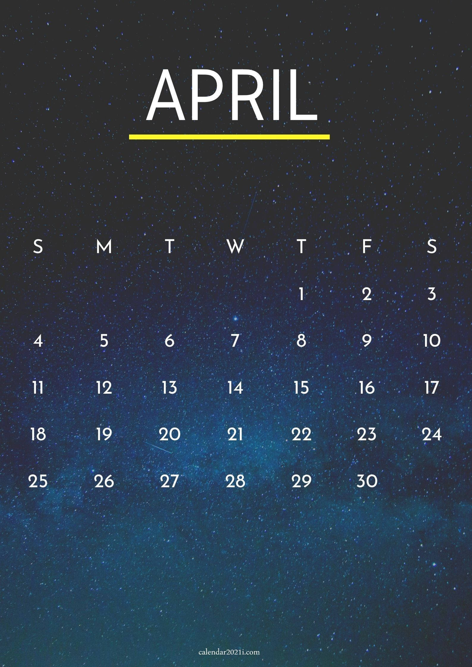 starry night, April calendar, cosmic background, Full HD Phone Wallpaper
