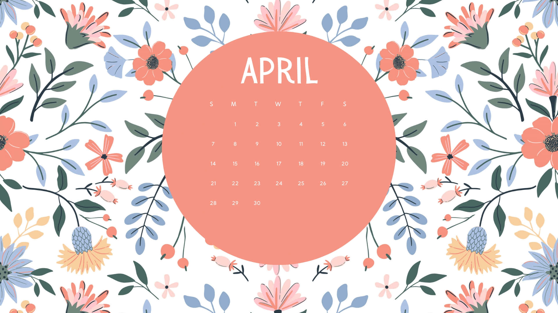April, coral, pastel floral patterns, Full HD Desktop Wallpaper