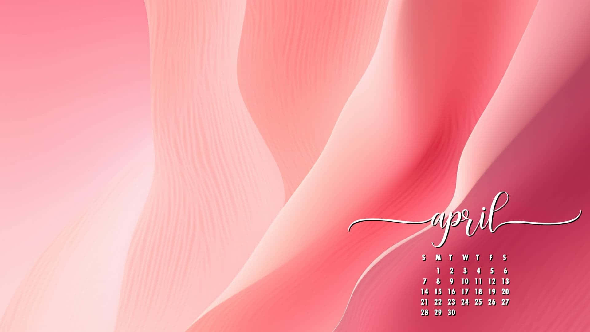 abstract april calendar background, soft pink wavy fabric texture, elegant cursive april calendar, Full HD Desktop Wallpaper