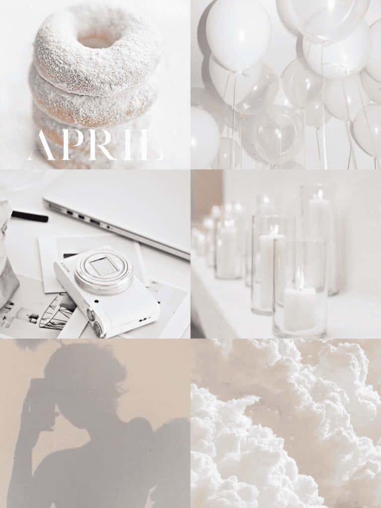 April, pastel, white donuts, SD Phone Wallpaper