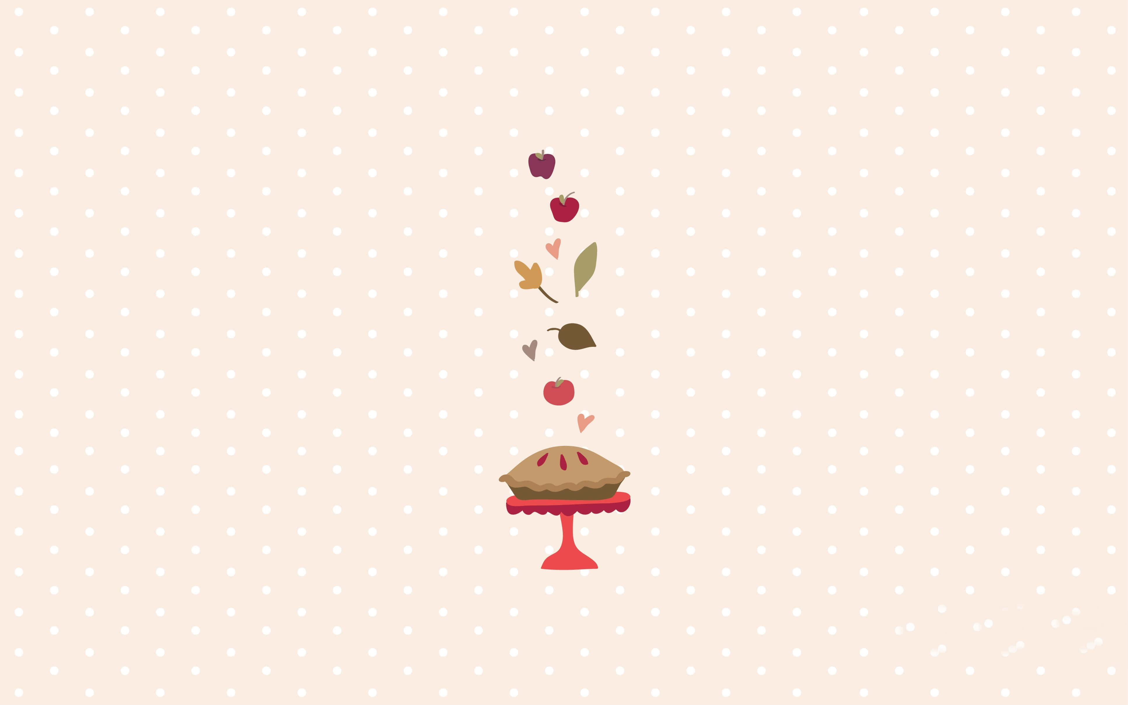autumnal pie, red stand, falling apples leaves, 4K Desktop Wallpaper