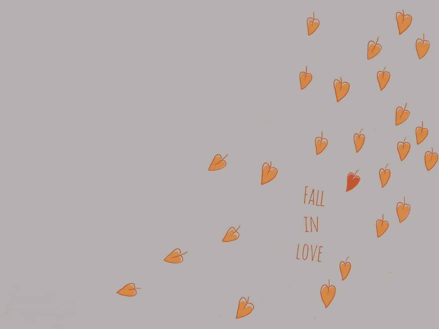 cute autumn desktop, orange heart shapes, muted gray background, HD Desktop Wallpaper