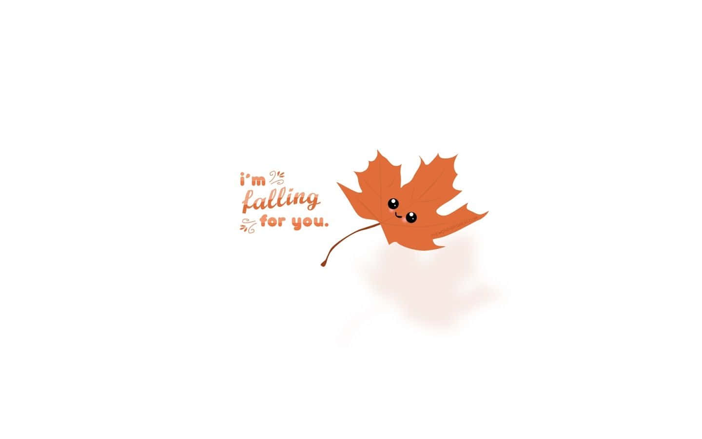 cute autumn desktop, orange maple leaf, smiling face, HD Desktop Wallpaper