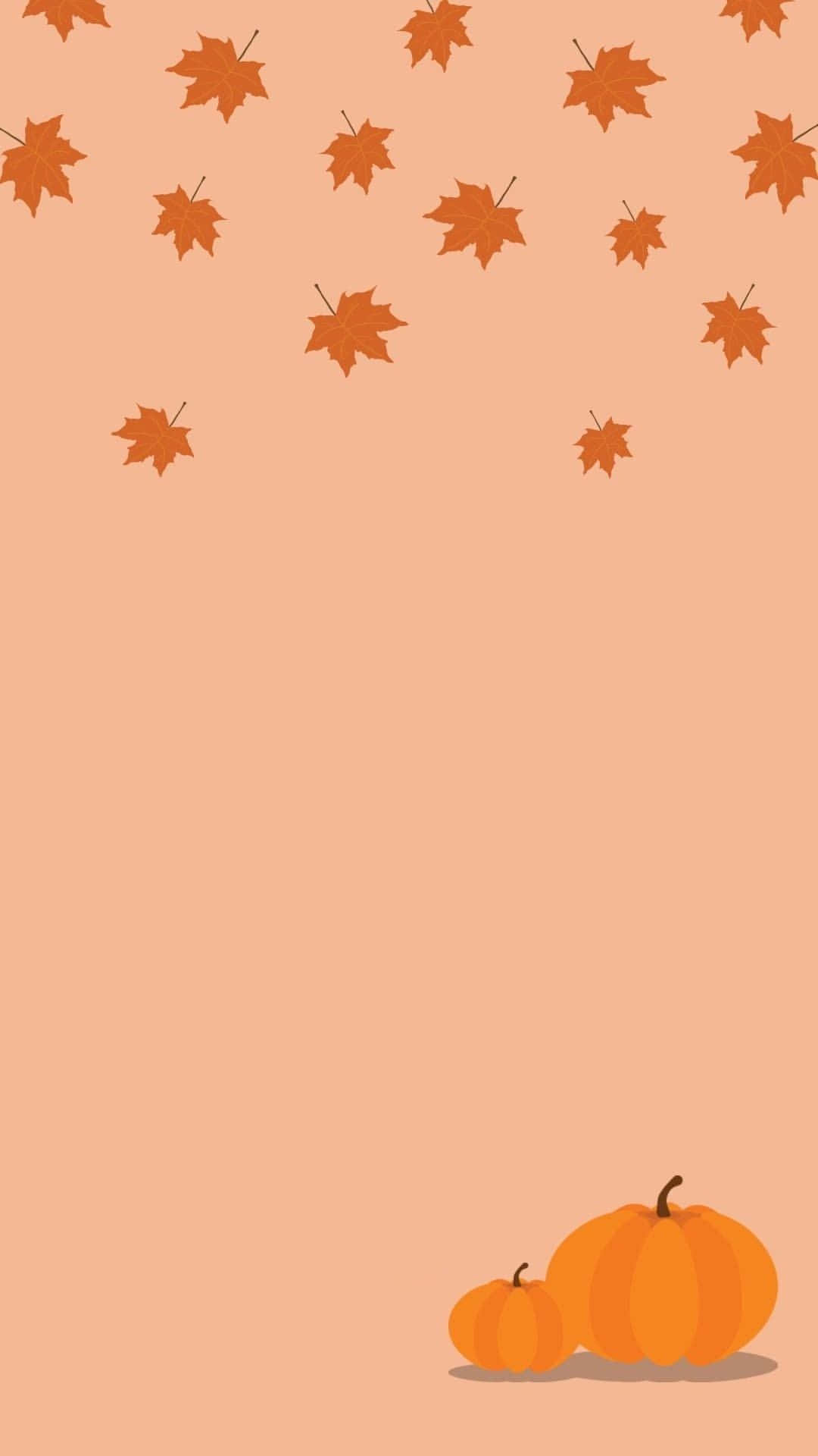 Orange Aesthetic, pumpkins, autumn leaves, Full HD Phone Wallpaper