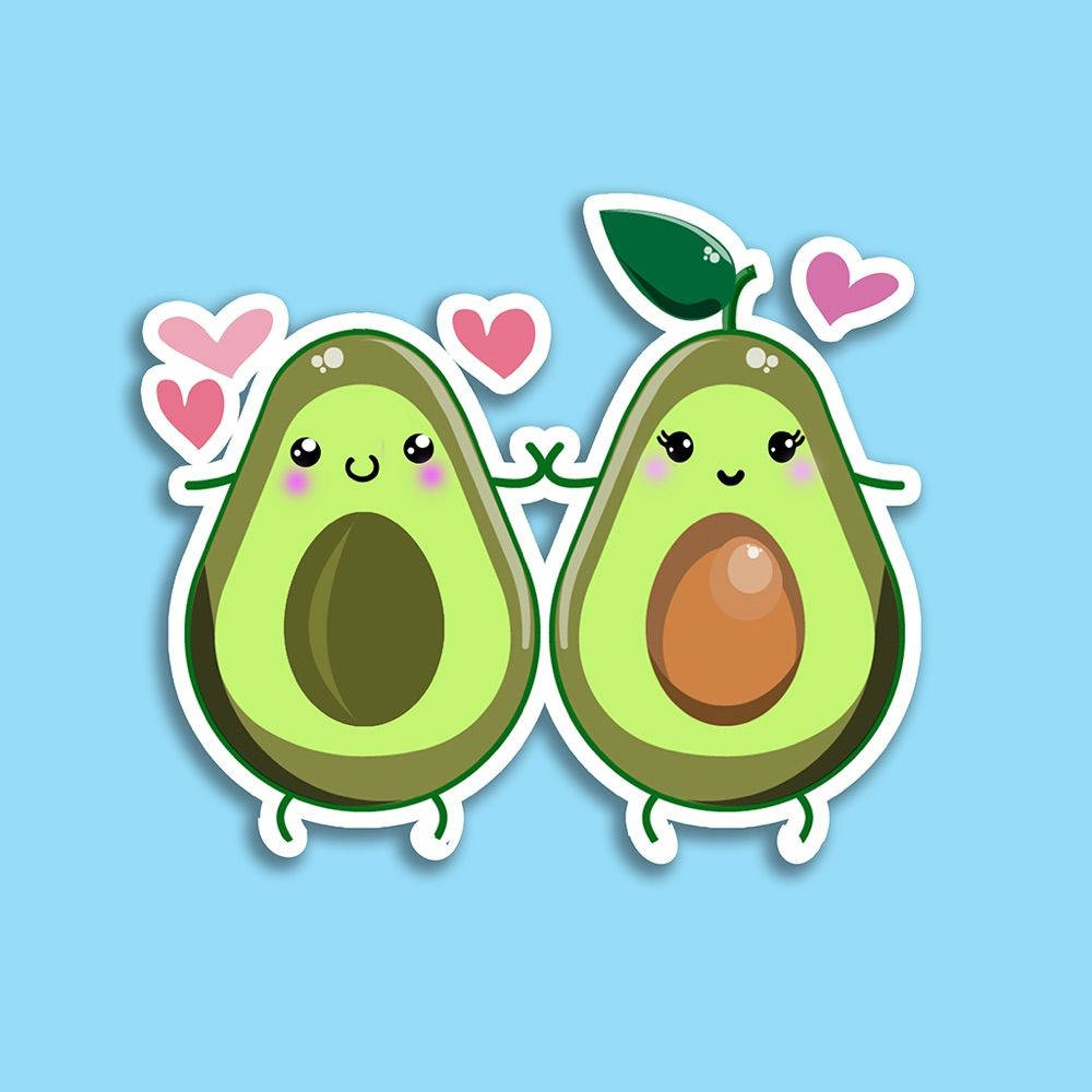 cute avocado couple, cartoon avocado halves, blush cheeks, SD Desktop Wallpaper