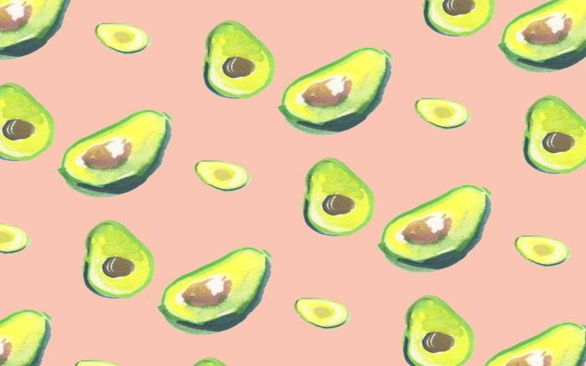 Cute Avocado, pink, watercolor, Full HD Desktop Wallpaper