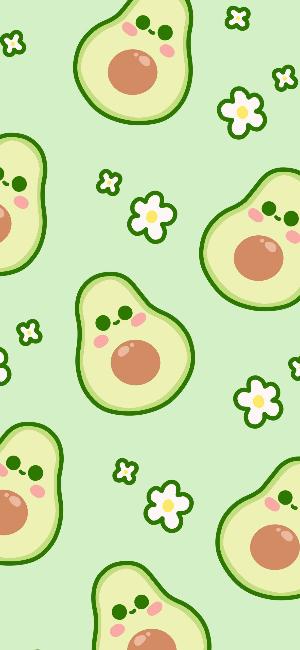 cute avocado, smiling faces, blush cheeks, 2K Phone Wallpaper