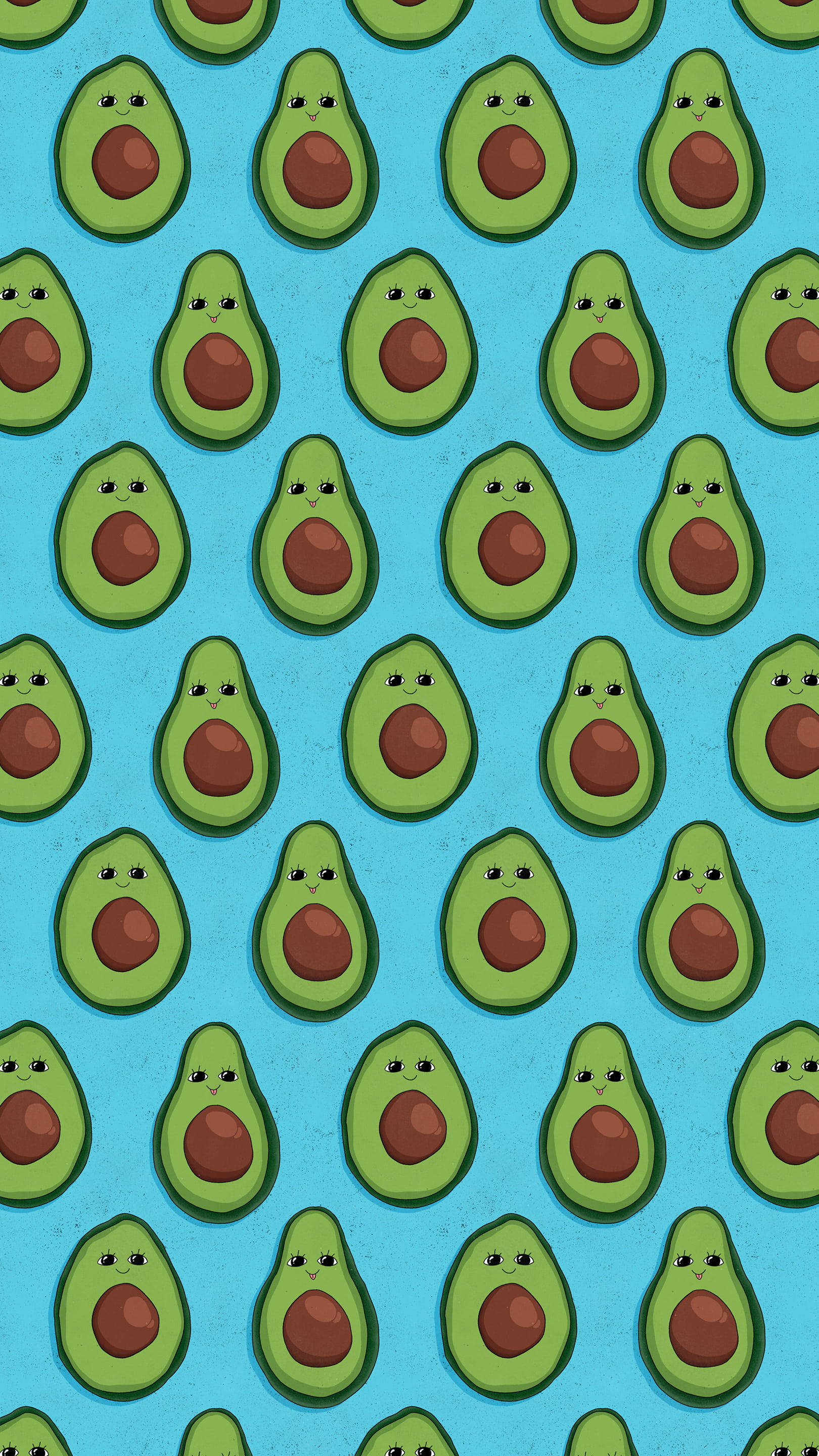 Cute Avocado, cartoon avocado halves, smiling faces, 2K Phone Wallpaper